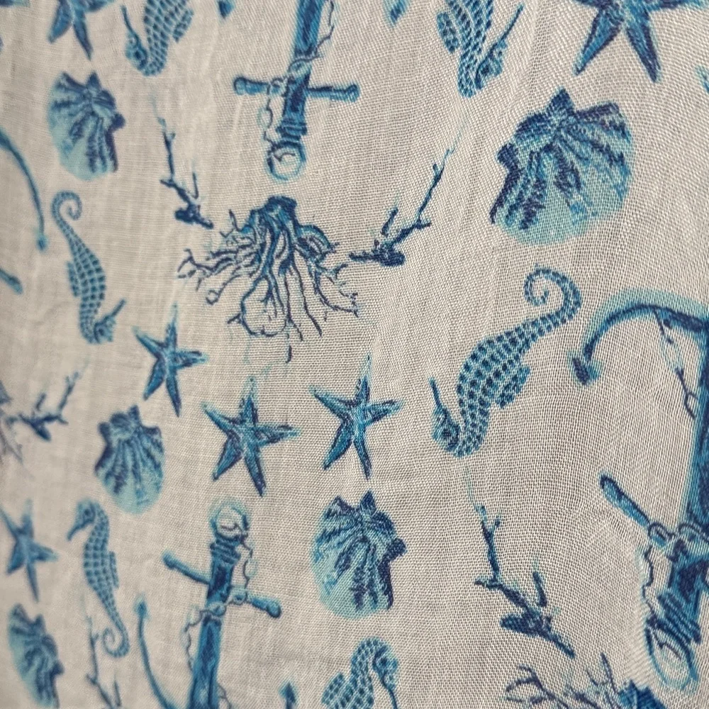 Macbeth Collection by Margaret Josephs Nautical Blue and White Scarf Wrap NWT OS